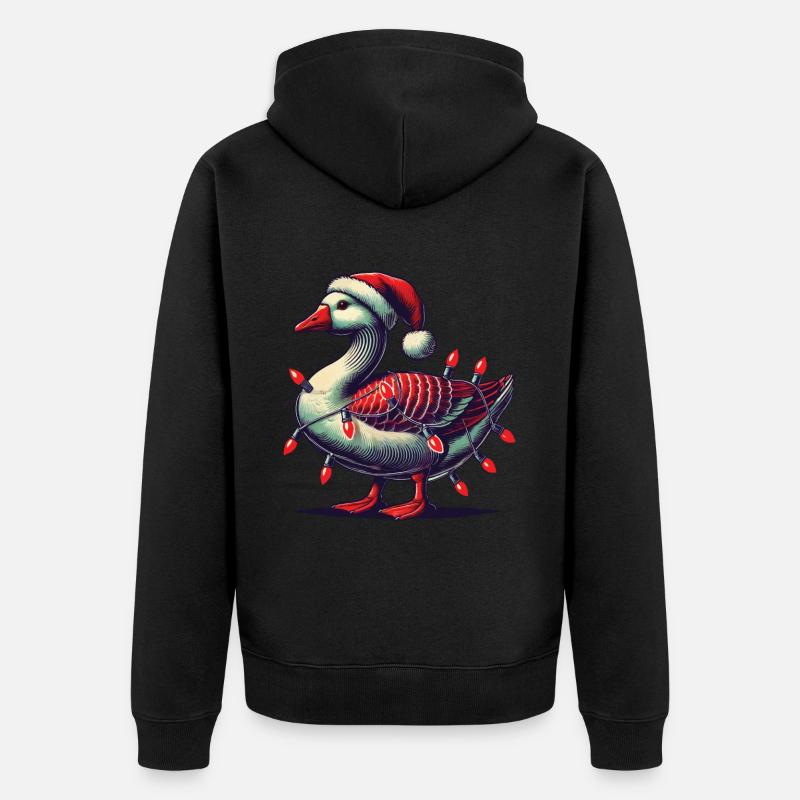 Noël drôle oie maladroite - Veste à capuche bio Premium Unisexe - noir