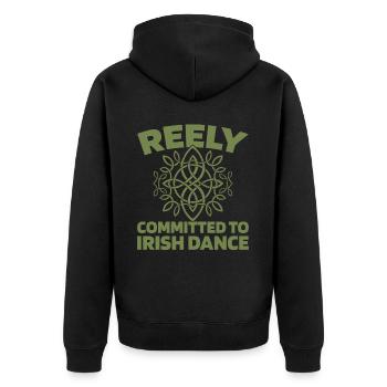 Irish Dance Irischer Tanz - Unisex Premium Bio Zip Hoodie - Schwarz - Hinten - Nico (187cm)