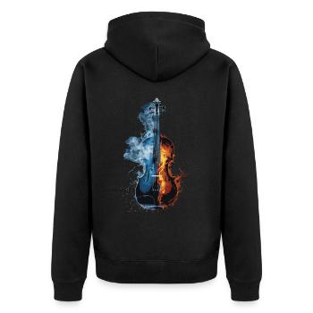 Violine - Unisex Premium Bio Zip Hoodie - Schwarz - Hinten - Nico (187cm)