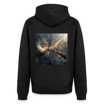 Banjo - Unisex Premium Bio Zip Hoodie - Schwarz - Hinten - Nico (187cm)