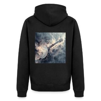 Banjo - Unisex Premium Bio Zip Hoodie - Schwarz - Hinten - Nico (187cm)