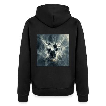 Schlagzeug - Unisex Premium Bio Zip Hoodie - Schwarz - Hinten - Nico (187cm)