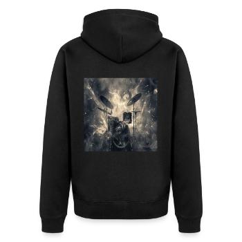 Schlagzeug - Unisex Premium Bio Zip Hoodie - Schwarz - Hinten - Nico (187cm)