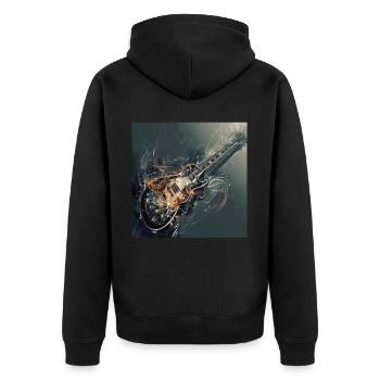Gitarre - Unisex Premium Bio Zip Hoodie - Schwarz - Hinten - Nico (187cm)