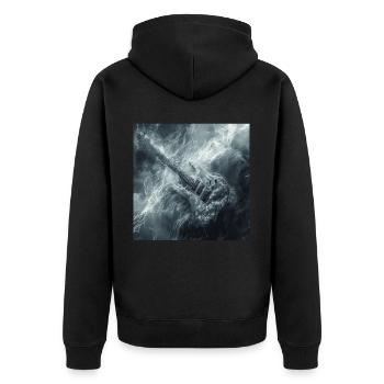 Gitarre - Unisex Premium Bio Zip Hoodie - Schwarz - Hinten - Nico (187cm)
