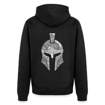 Lustiges Toga party outfit - Unisex Premium Bio Zip Hoodie - Schwarz - Hinten - Nico (187cm)