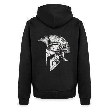 Lustiges Toga party outfit - Unisex Premium Bio Zip Hoodie - Schwarz - Hinten - Nico (187cm)