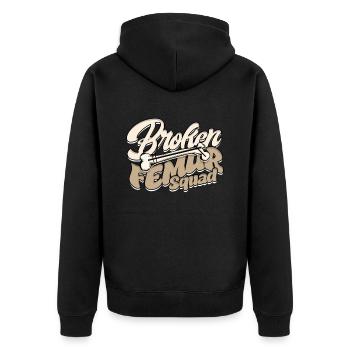 Beinbruch Broken Femur Squad - Unisex Premium Bio Zip Hoodie - Schwarz - Hinten - Nico (187cm)