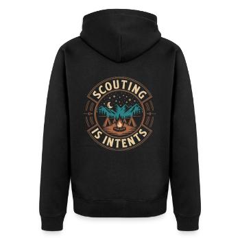 Pfadfinderführer Pfadfinder Lagerfeuer Campingzelt - Unisex Premium Bio Zip Hoodie - Schwarz - Hinten - Nico (187cm)
