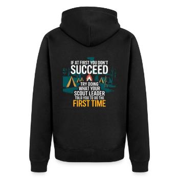 Scout Leader Scouting Campfire Camping Tent - Unisex Premium Organic Zip Hoodie - black - Back - Nico (187cm)