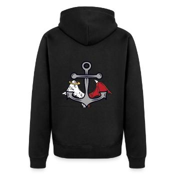 Anker Seefahrt Seemann okkult spirituell - Unisex Premium Bio Zip Hoodie - Schwarz - Hinten - Nico (187cm)