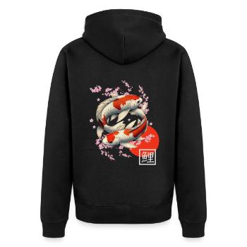 Japanischer Koi Karpfen Nishikigoi Fisch - Unisex Premium Bio Zip Hoodie - Schwarz - Hinten - Nico (187cm)