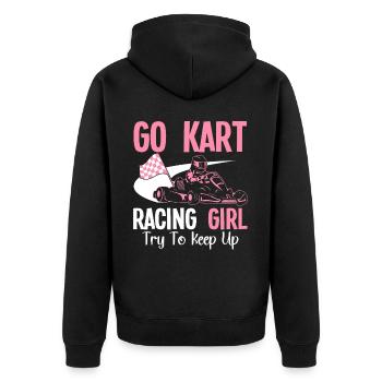 Go Kart Racing Girls Try Karting Racer - Unisex Premium Organic Zip Hoodie - black - Back - Nico (187cm)