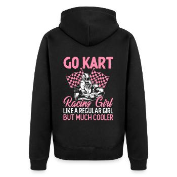 Go Kart Racing Girl Aber viel cooler Karting Racer - Unisex Premium Bio Zip Hoodie - Schwarz - Hinten - Nico (187cm)