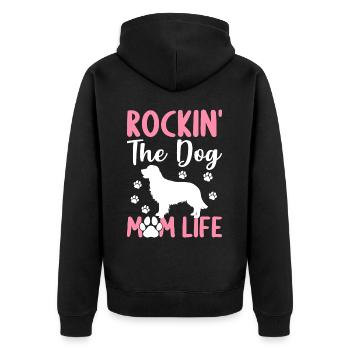 Rockin' The Dog Mom Life Golden Retriever Mom Hall - Unisex Premium Bio Zip Hoodie - Schwarz - Hinten - Nico (187cm)