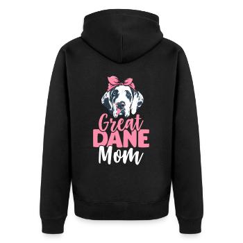 Great Dane Mom Dog Lover Dog Mom - Unisex Premium Organic Zip Hoodie - black - Back - Nico (187cm)