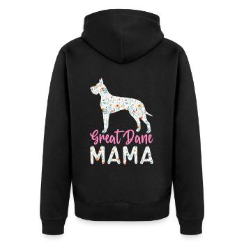 Great Dane Mom Dog Lover Dog Mom - Unisex Premium Organic Zip Hoodie - black - Back - Nico (187cm)