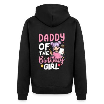 Daddy Of The Birthday Girl - Unisex Premium Bio Zip Hoodie - Schwarz - Hinten - Nico (187cm)