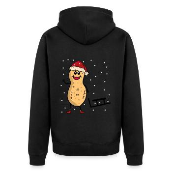 Christmas Peanut Sleigh Snowfall Santa Claus - Unisex Premium Organic Zip Hoodie - black - Back - Nico (187cm)