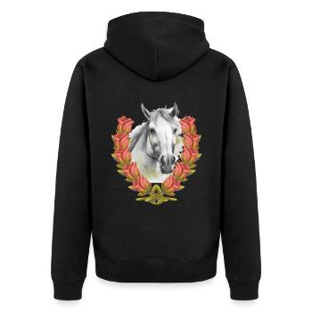 Anniversaire Cheval Chevaux Cavalier Cavalier Enfants - Veste à capuche bio Premium Unisexe - noir - Dos - Nico (187cm)