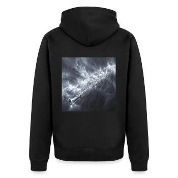 Querflöte - Unisex Premium Bio Zip Hoodie - Schwarz - Hinten - Nico (187cm)