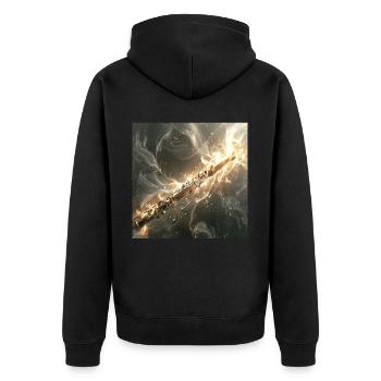 Querflöte - Unisex Premium Bio Zip Hoodie - Schwarz - Hinten - Nico (187cm)