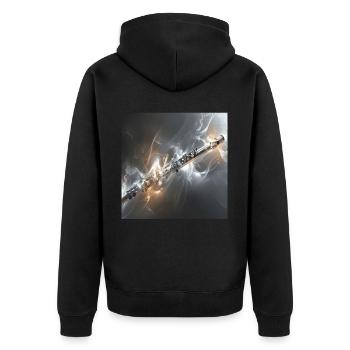Querflöte - Unisex Premium Bio Zip Hoodie - Schwarz - Hinten - Nico (187cm)