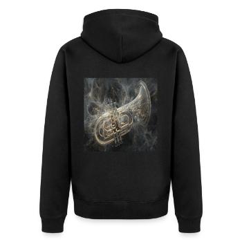 Tuba - Unisex Premium Bio Zip Hoodie - Schwarz - Hinten - Nico (187cm)