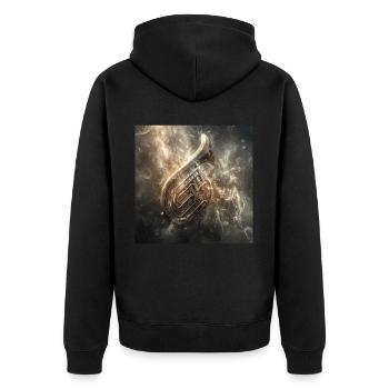 Tuba - Unisex Premium Bio Zip Hoodie - Schwarz - Hinten - Nico (187cm)
