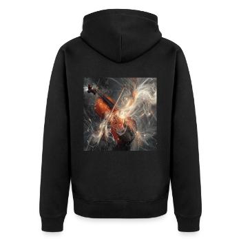 Violine - Unisex Premium Bio Zip Hoodie - Schwarz - Hinten - Nico (187cm)