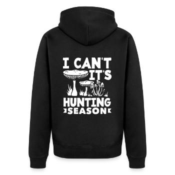 Pilzsammler Jagdsaison Ich Kann Nicht - Unisex Premium Bio Zip Hoodie - Schwarz - Hinten - Nico (187cm)