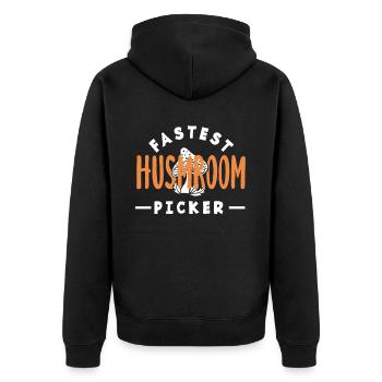 Schnellster Pilzesammler Lustig - Unisex Premium Bio Zip Hoodie - Schwarz - Hinten - Nico (187cm)