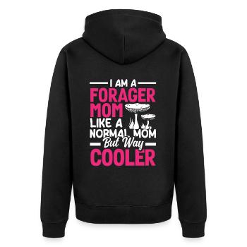 Pilzsammler Mama Cooler Als Normal - Unisex Premium Bio Zip Hoodie - Schwarz - Hinten - Nico (187cm)
