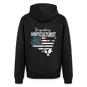 Horticulturist US - Unisex Premium Organic Zip Hoodie - black - Back - Nico (187cm)