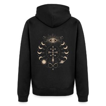 Cosmic Energy Life Energy Universal Force - Unisex Premium Organic Zip Hoodie - black - Back - Nico (187cm)