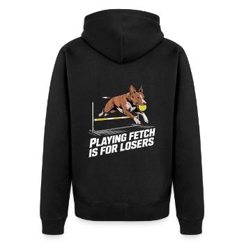 Flyball Dog Sports - Unisex Premium Organic Zip Hoodie - black - Back - Nico (187cm)