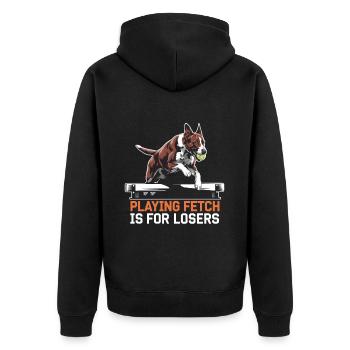 Flyball Dog Sports - Unisex Premium Organic Zip Hoodie - black - Back - Nico (187cm)