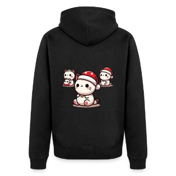 Süße Katzen Mit Weihnachtsmütze Weihnachten - Unisex Premium Bio Zip Hoodie - Schwarz - Hinten - Nico (187cm)