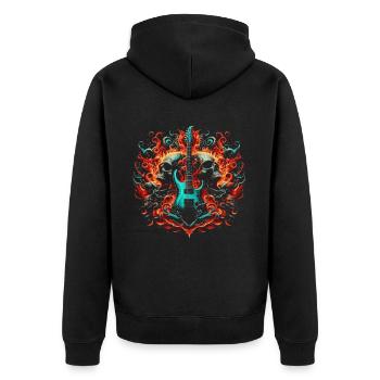 Rock N Roll Guitarist Music Guitarist Skeleton - Unisex Premium Organic Zip Hoodie - black - Back - Nico (187cm)