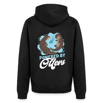 Otter Powered By Otters - Unisex Premium Organic Zip Hoodie - black - Back - Nico (187cm)