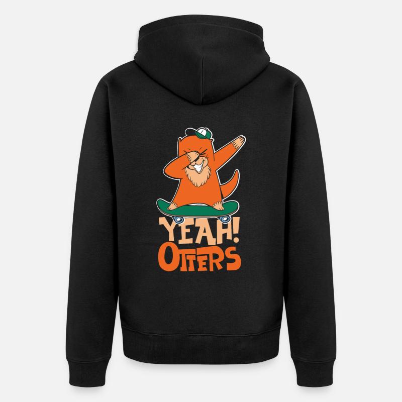 Otter Yeah! Otters - Unisex Premium Bio Zip Hoodie - Schwarz