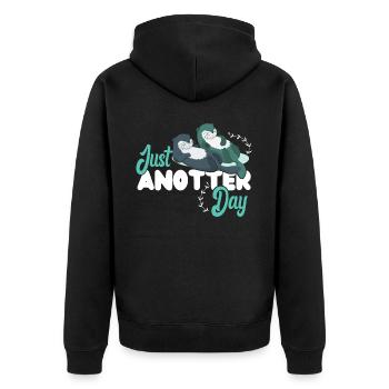 Otter Pun Just Anotter Day - Unisex Premium Organic Zip Hoodie - black - Back - Nico (187cm)