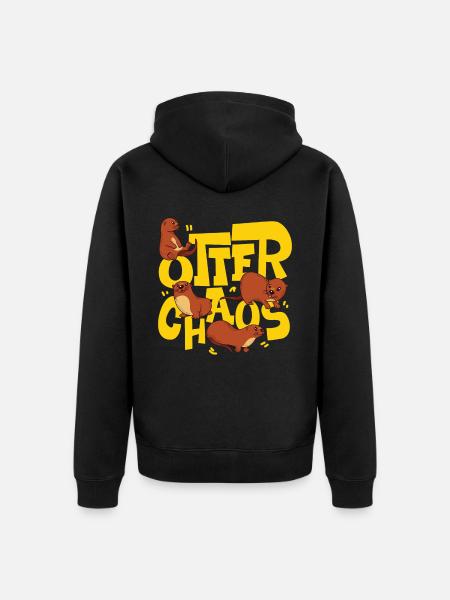 Otter Pun Otter Chaos - Unisex Premium Organic Zip Hoodie - black