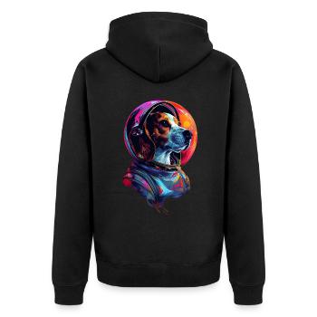 Beagle - Unisex Premium Bio Zip Hoodie - Schwarz - Hinten - Nico (187cm)