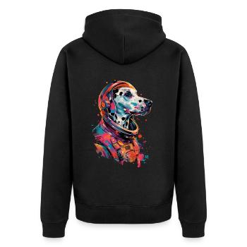 Dalmatiner - Unisex Premium Bio Zip Hoodie - Schwarz - Hinten - Nico (187cm)