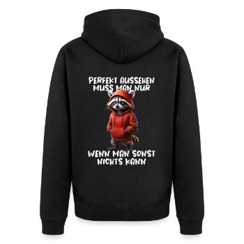 Drôle de raton laveur disant Amoureux des animaux Drôle de raton laveur - Veste à capuche bio Premium Unisexe - noir - Dos - Nico (187cm)