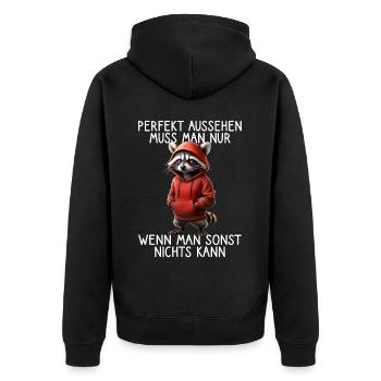 Drôle de raton laveur disant Amoureux des animaux Drôle de raton laveur - Veste à capuche bio Premium Unisexe - noir - Dos - Nico (187cm)