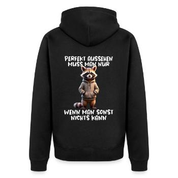 Drôle de raton laveur disant Amoureux des animaux Drôle de raton laveur - Veste à capuche bio Premium Unisexe - noir - Dos - Nico (187cm)