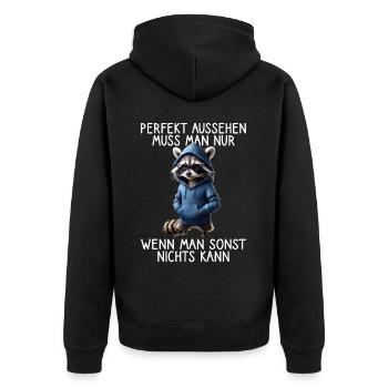 Drôle de raton laveur disant Amoureux des animaux Drôle de raton laveur - Veste à capuche bio Premium Unisexe - noir - Dos - Nico (187cm)
