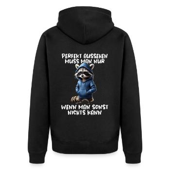 Drôle de raton laveur disant Amoureux des animaux Drôle de raton laveur - Veste à capuche bio Premium Unisexe - noir - Dos - Nico (187cm)